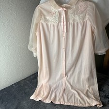 1960 Small Babydoll Pink Peignoir Vintage Texsheen Sheer Chiffon Gown Robe Rare