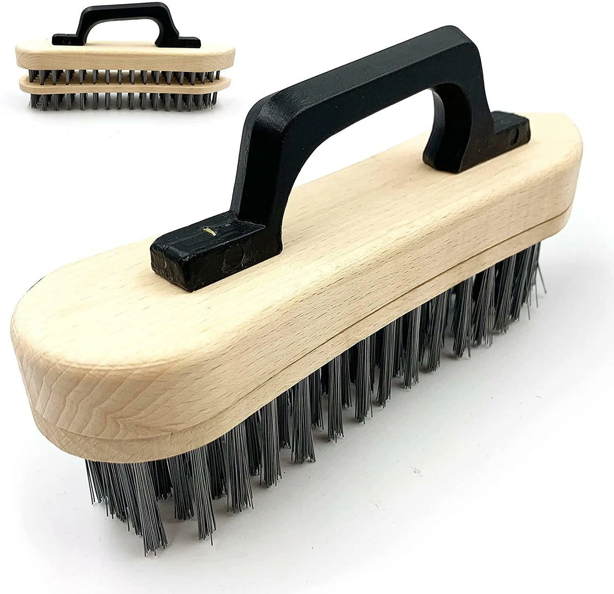 Butchers Block Brush Handle Wooden Stiff Scrubbing Hard Cleaner Metal  Scrubber