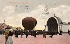 Hot Air Balloon Band Stand Luna Park Seattle Wash. Vintage 1911 Postcard