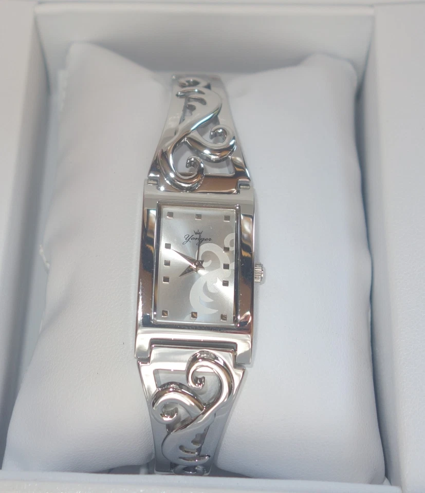 Reloj pulsera Yonger and Bresson DMC 1496 rectangular esfera blanca acero para mujer Foto 2 de 4