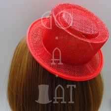  2pcs Sinamay Mini Top Hat Steampunk Fascinator DIY Base Wedding Party  Red