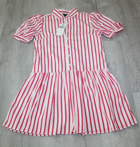 Polo Ralph Lauren Girls' Striped Cotton Poplin Shirt Dress Pink/White Size 10 - Picture 4 of 7