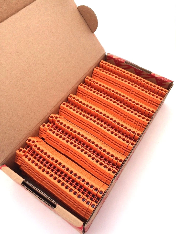 DIN Rail Terminal Blocks 100 Quantity DK2.5N-OR Orange Dinkle 12AWG 20A 600V - Image 3 of 3