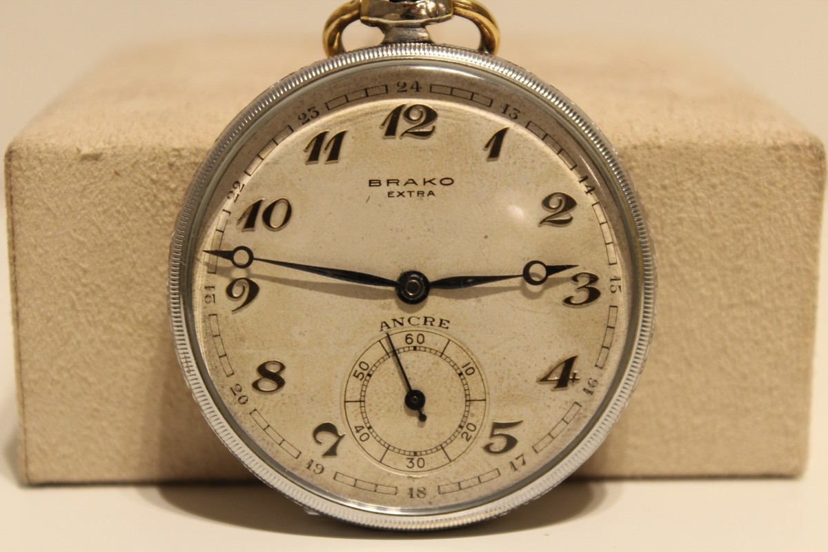 VINTAGE SWISS MEN'S OPEN FACE POCKET HAND WIND UP WATCH 