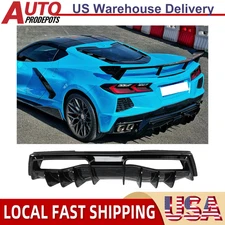 Rear Bumper Diffuser For 2020-2025 Corvette C8 Z51 Shark Fin Style Black