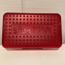SPACEMAKER Pencil Box RED  Frosted Clear Vintage 90's Plastic Storage Case
