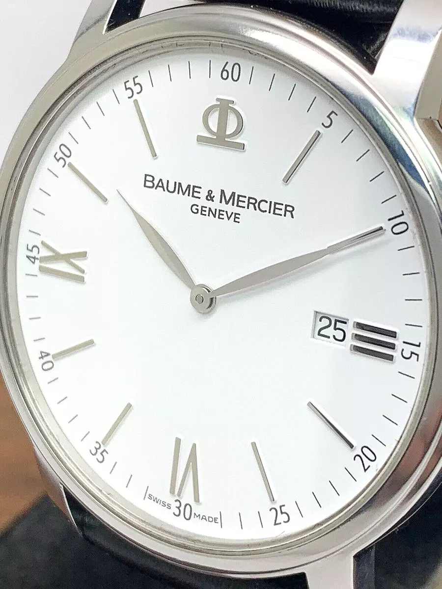 Baume Mercier Men s Watch 65493 Classima Swiss Quartz White Dial Leather 42mm