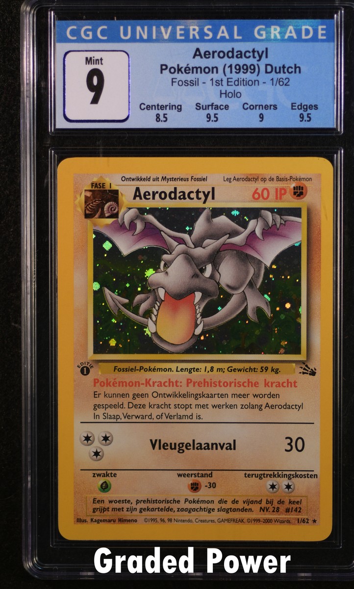 Fossil 1st Edition Dutch Aerodactyl CGC 9 HOLO (8025) 1/62