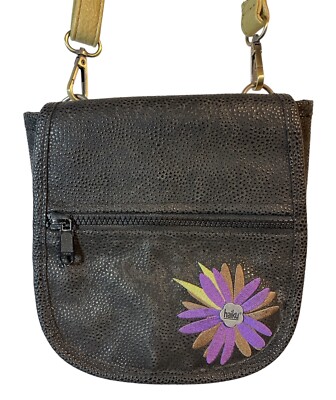 Haiku Embroidered Purple Green Flower Crossbody Purse Bag w