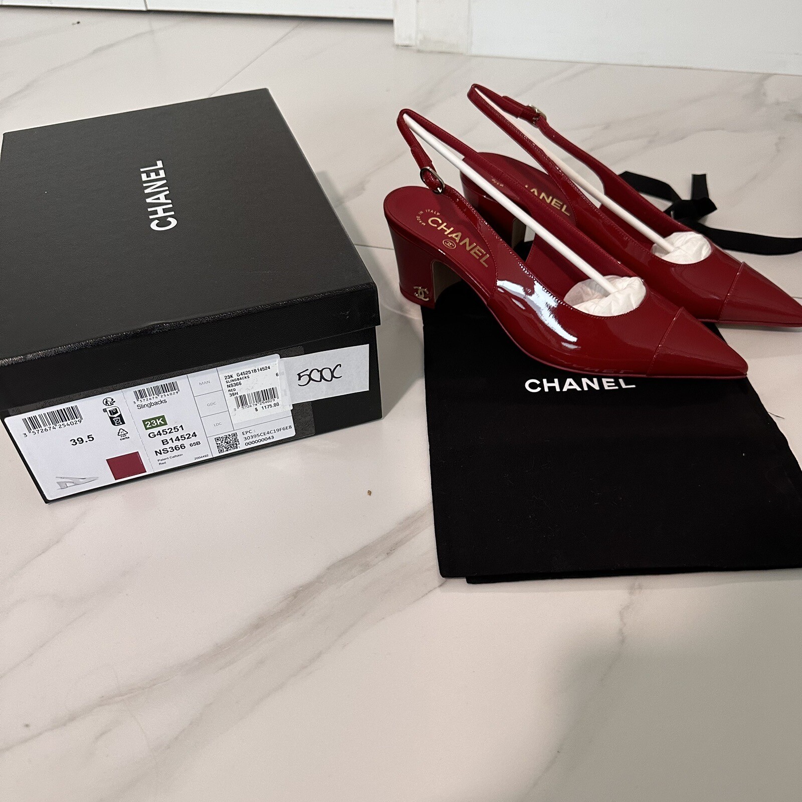 SOLD OUT Chanel Red Paten leather Heels Sz 9.5 image 4