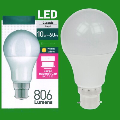 2x 10W = 60W Pearl dimmbarer LED GLS Bajonettverschluss BC B22 warmweiß 2700k 806lm