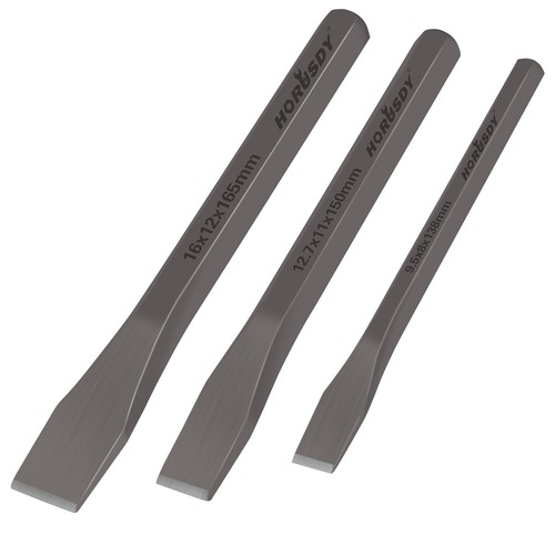 3-Piece Heavy Duty Cold Chisels Set 3/8 in 1/2 in 5/8 in CR-V Heat Treated - Picture 8 of 8