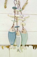 "3Er Set HäNger\"Fisch\"26Cm Holz Blau/Mint/Weiß Maritim DekohäNger*Deko*Shabby"