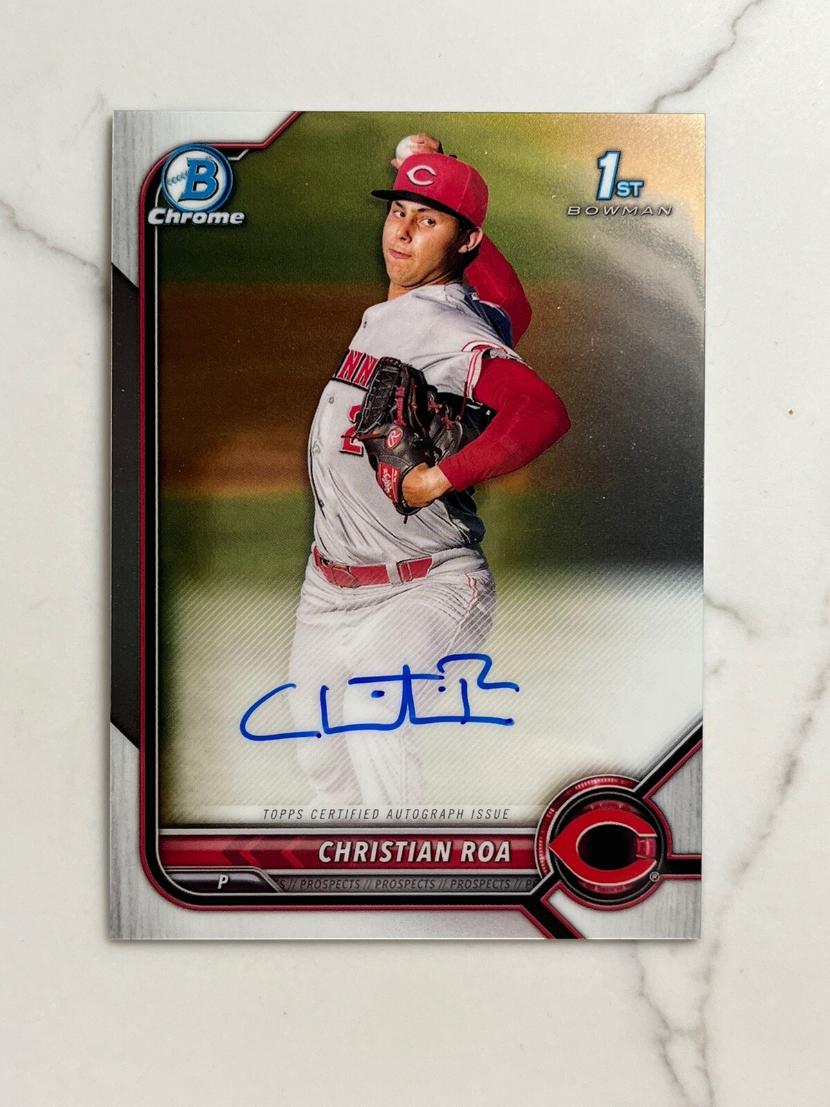 2022 Bowman Chrome #CPA-CRA Christian Roa Auto Cincinnati Reds Baseball Card