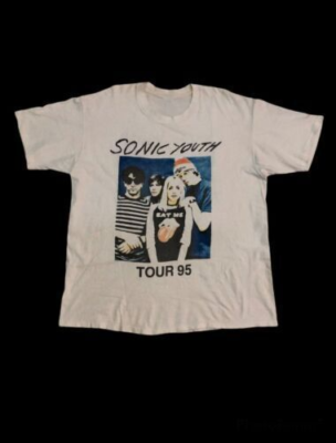 Rare! Vintage 90s SONIC YOUTH Band Tour 1995 T-shirt Unisex white Rare! Vintage 90s SONIC YOUTH Band Tour 1995 T-shirt Unisex white
