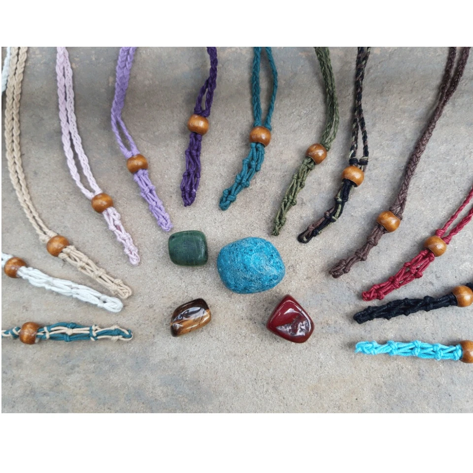 Лот из 25 сменных мешочков с подвеской в виде богемной конопли племенных драгоценных камней макраме - Изображение 2 из 4