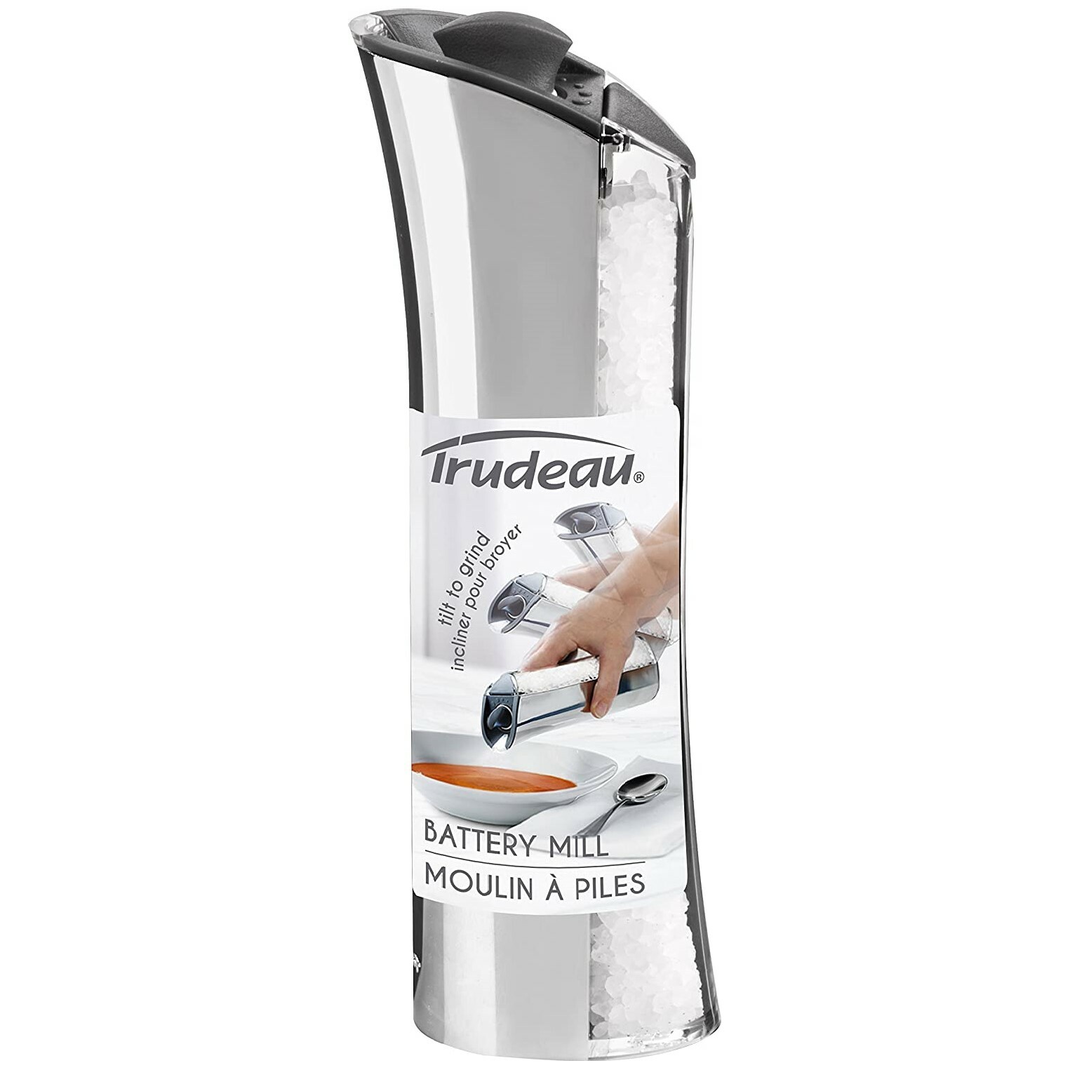 Trudeau 8" Graviti Plus Electric Salt Mill / Grinder Chrome eBay