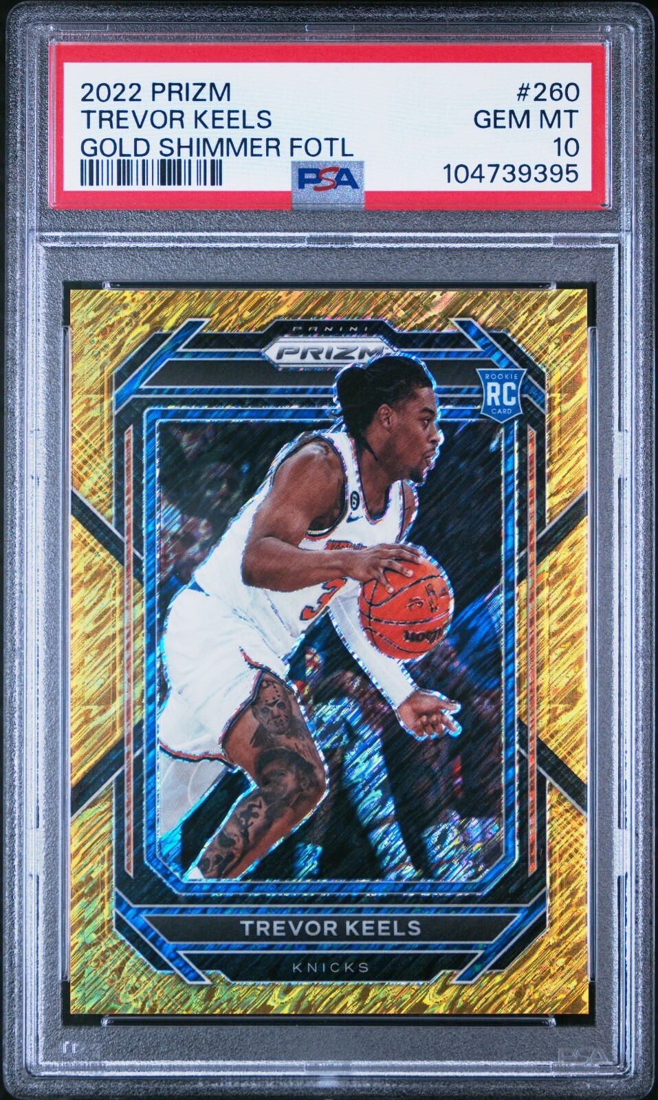2022 Panini Prizm /10 Trevor Keels Rookie #260 Gold Shimmer FOTL - PSA 10