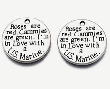 8 Round Military Charms Roses Are Red Cammies Are Green Charm 20mm Metal 1532