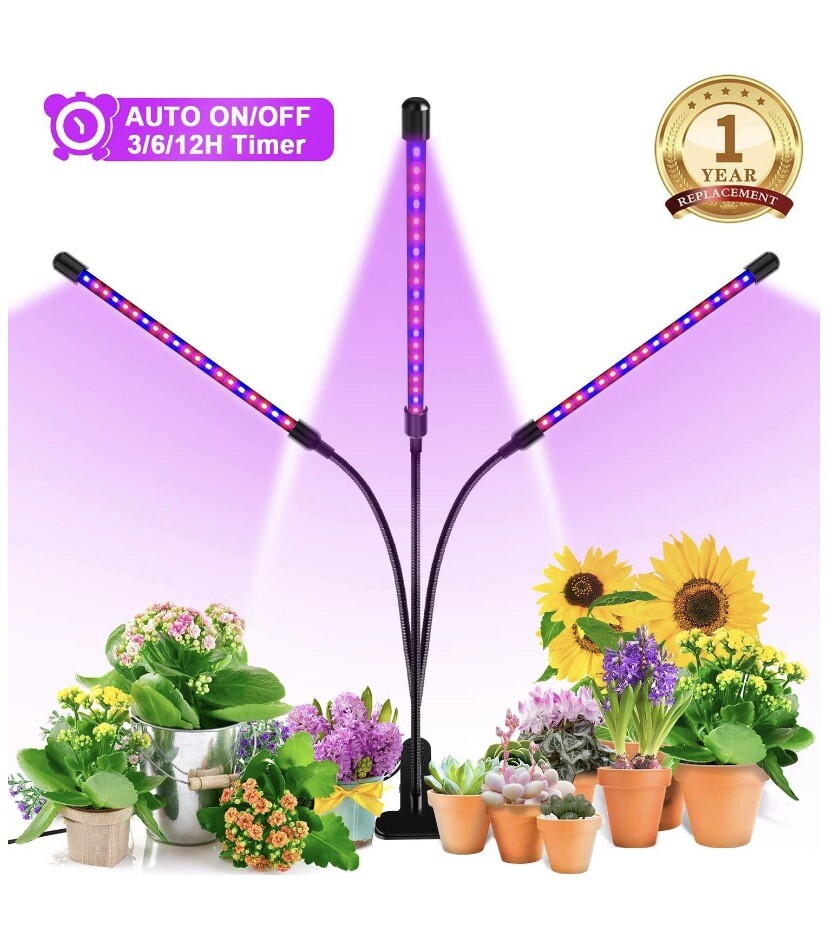 Grow Light, Ankace 60W Tri Head Timing 60 LED 5 Dimmable Levels Plant Grow Light