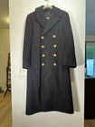 Vintage WW2 Zipper Lined Military Great Coat 40s Heavy Black Wool Mens Size 37R