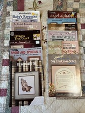 cross stitch patterns lot vintage. 12 Pattern Books. Mixed Publisher/themes