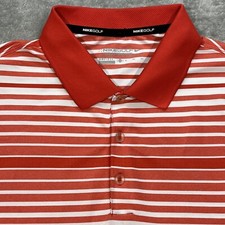 Nike Golf Polo Shirt Tour Performance Mens XL Salmon Red Striped Breathable Flex