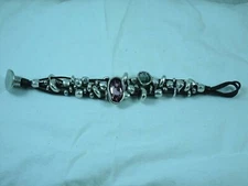 Uno de 50 Ha Ha Silver & Brown Leather Strand  Bracelet 7" silver plated