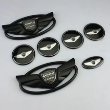 USA Seller Genesis Coupe Matte Black WING Logo Emblem Sport Wheel Set 7pcs