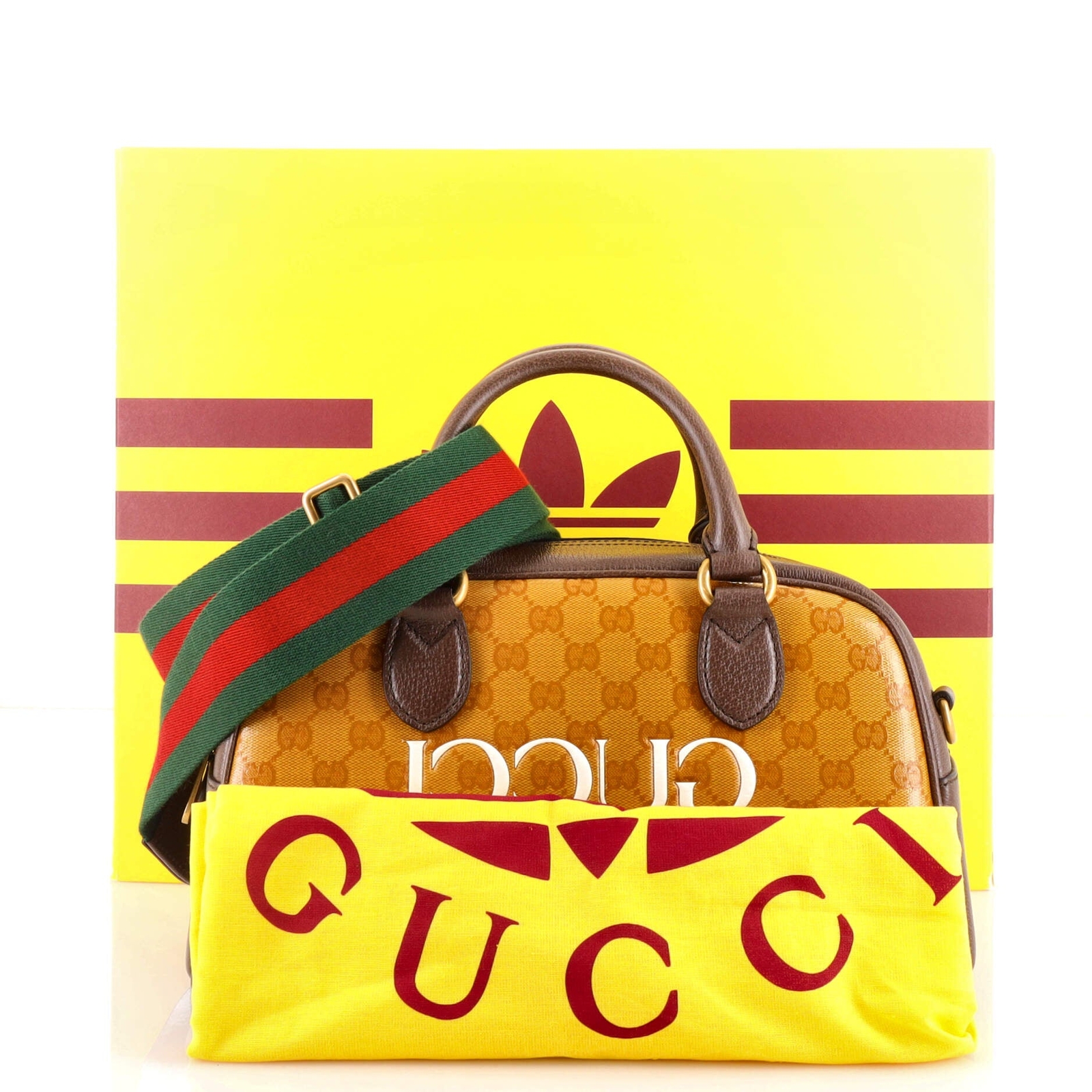Gucci x adidas Duffle Bag GG Coated Canvas Mini Brown Gem