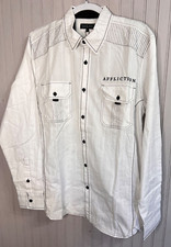 AFFLICTION Mens BLACK LABEL SHIRT L White Button Skull Serpent Graphic NEW 88