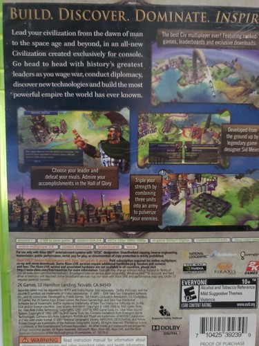 Sid Meier's Civilization Revolution (Xbox 360, 2008) Missing Manual, Tested - Picture 2 of 3