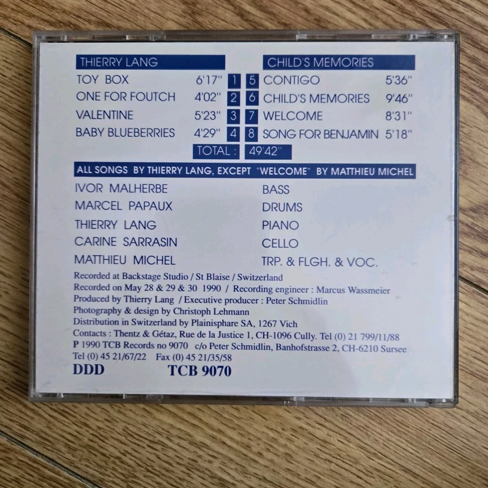 RARE: Thierry Lang: Children's Memories [SWITZERLAND IMPORT] (CD TCB 1990) JAZZ Foto 3 de 4