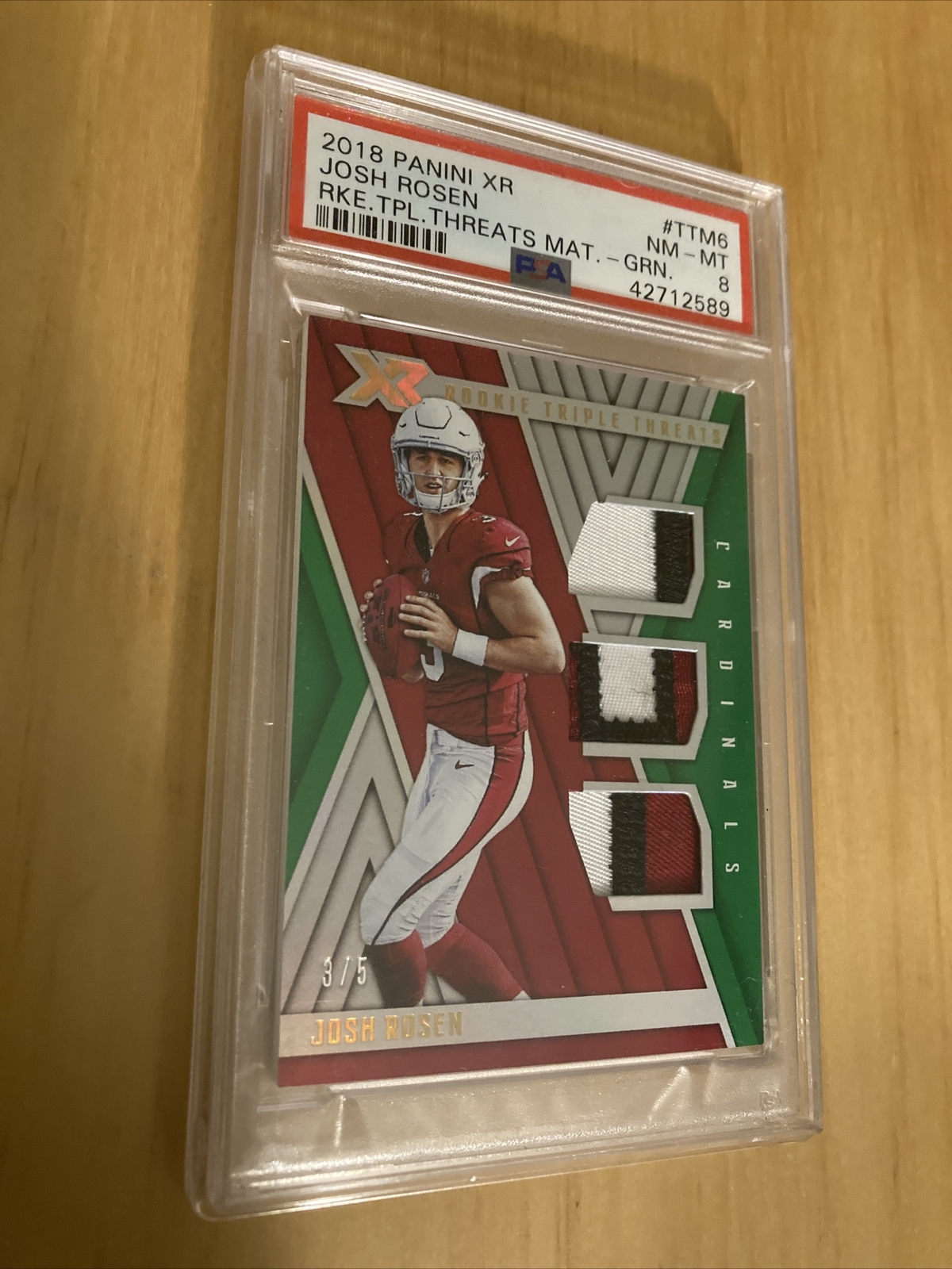 Josh Rosen Panini XR Rookie Triple Threats Materials #TTM6 Green