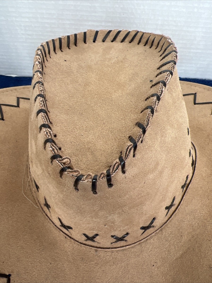 Suede Tan Cowboy Hat With Stitching. Woman display picture 3