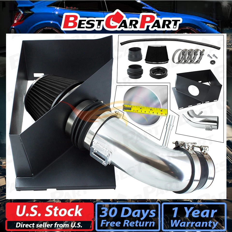 Kit de admisión de aire frío BCP NEGRO PARA RAM 2500/3500 2014-2018 6,4 L V8 + filtro Foto 2 de 4