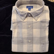 Men's Long Sleeve Gray  White Flannel Shirt Size Large