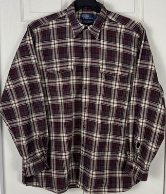 Polo Ralph Lauren Shirt Men L Stanfield Workshirt Plaid Loop Collar Chest Pocket