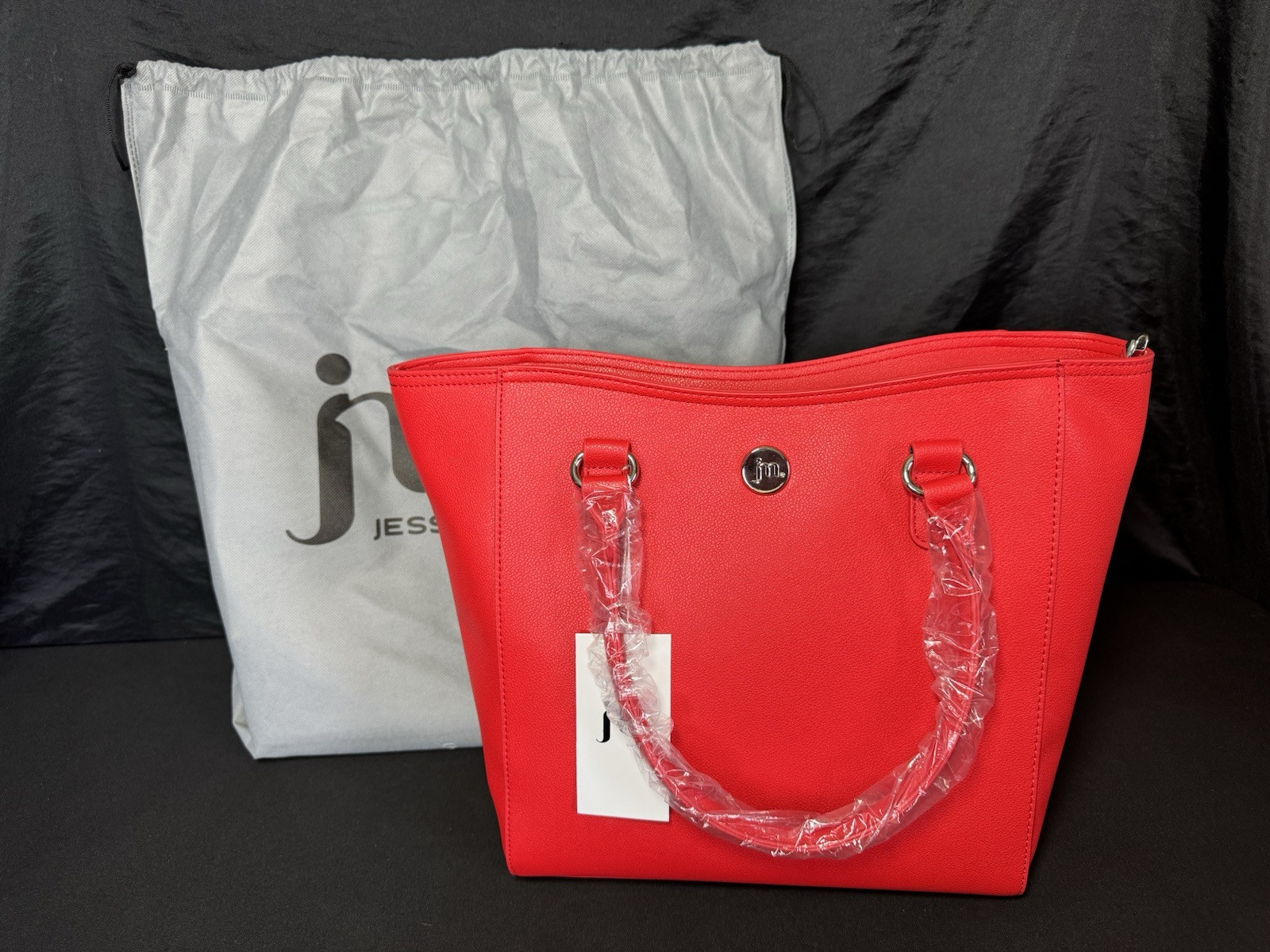 Jessica Moore JM Red Tote Bag with Dustbag JN-220-RD 12x15x5 NWT