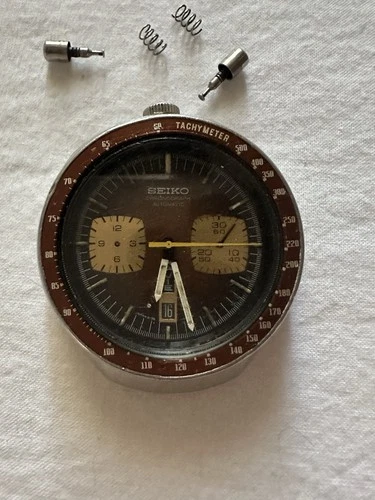 Vintage SEIKO Bullhead 43mm chronograph 6138-0049 Brown Watch PARTS