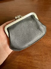 Vintage Genuine Leather Double Pouch Change Purse