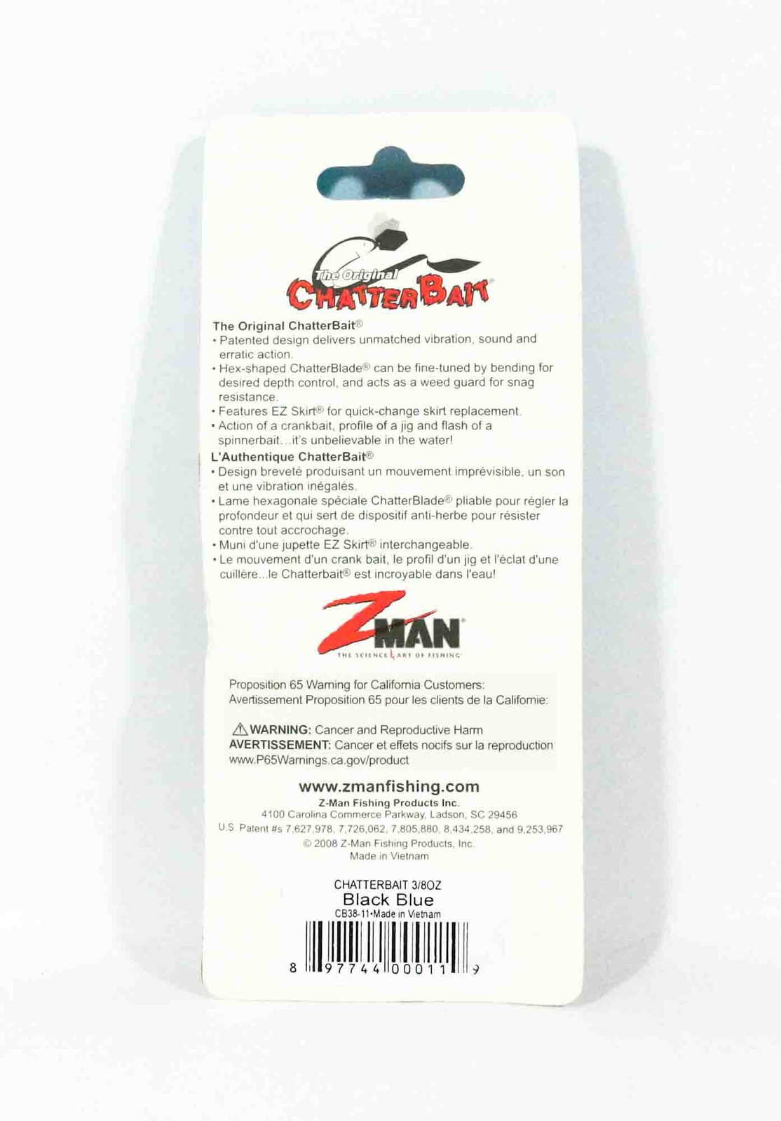 Zman Chatterbait 3/8 oz Sinking Lure Black Blue (0119) - Image 2