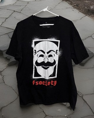 Mr Robot Black fsociety Revolution Mask LootCrate Exclusive T-Shirt Men's XL