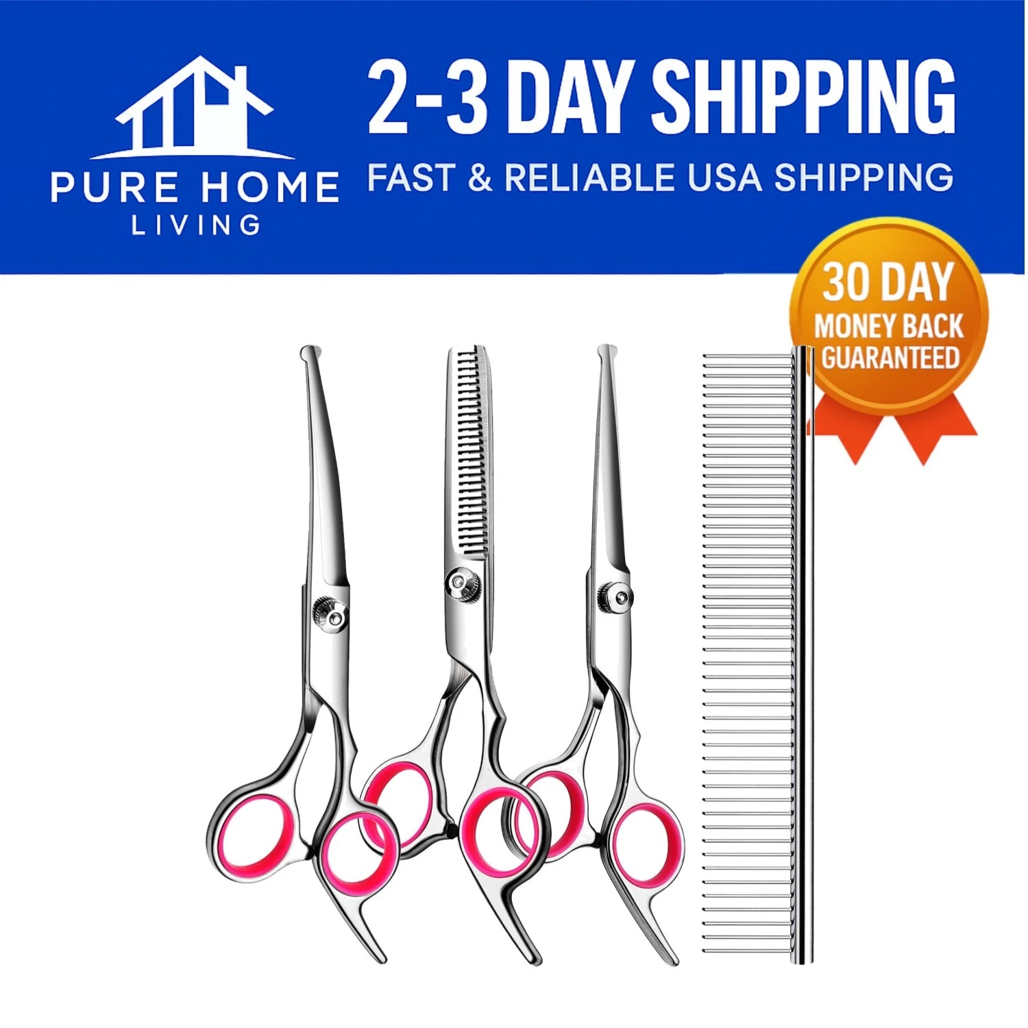 Professional Dog and Cat Grooming Scissors Kit - Titanium Coated for Safety