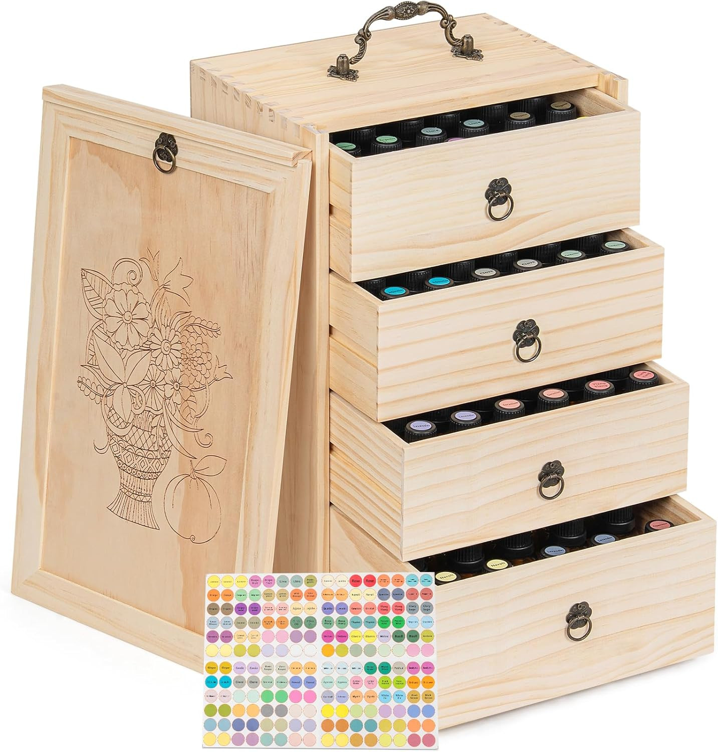 Storage Box For 96 Bottles, Wooden Essential Oils Holder Org