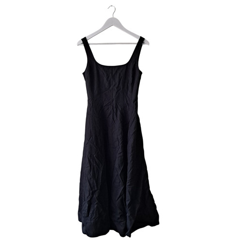 NWT Madewell Rylee Dress Sleeveless Square Neck Midi A-Line Black Womens Size 6P
