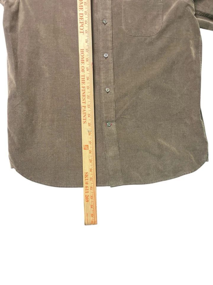 Camisa masculina Daniel Cremieux de veludo com botões M marrom oliva assinatura coleção - Imagem 4 de 4