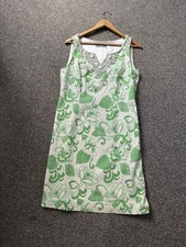 Wallis Green & White Floral Shift Dress Beaded Textured Cotton Occasion UK14