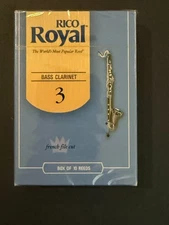 RICO ROYAL BASS CLARINET REEDS (10 REEDS) SIZE 3 -  UNOPENED BOX