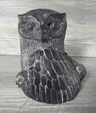 A Wolf Original Sculpture Hand Carved Soapstone Owl Family 4.5" x 4" Bird